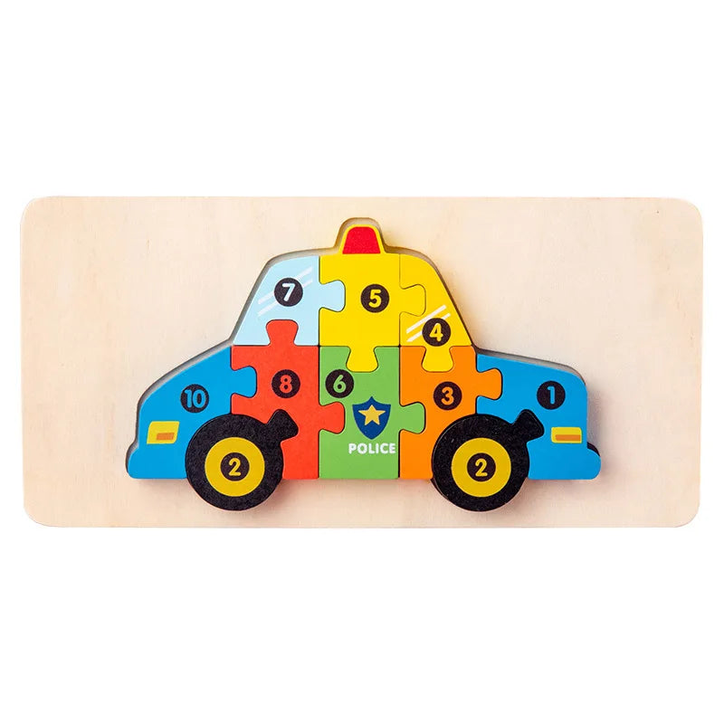 Jouet-en-bois-3D-forme-voiture-de-police